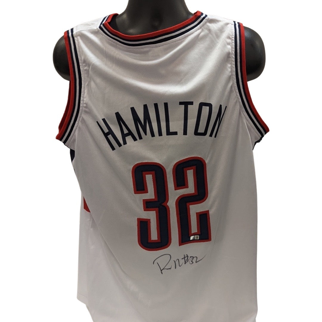 Rip Hamilton Autographed UCONN Huskies White Jersey Steiner CX