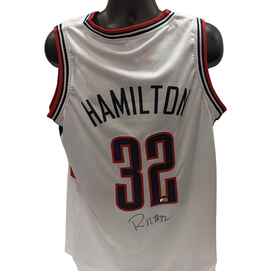 Rip Hamilton Autographed UCONN Huskies White Jersey Steiner CX
