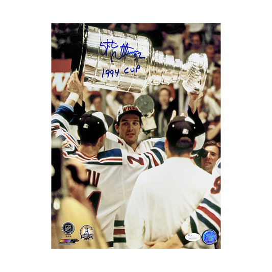 Stephane Matteau Autographed New York Rangers Trophy 11x14 JSA