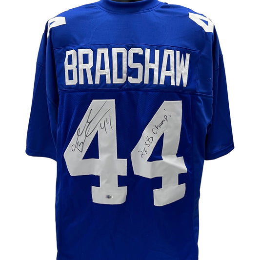 Ahmad Bradshaw Autographed New York Giants Blue Jersey “2x SB Champ!” Inscription Steiner CX
