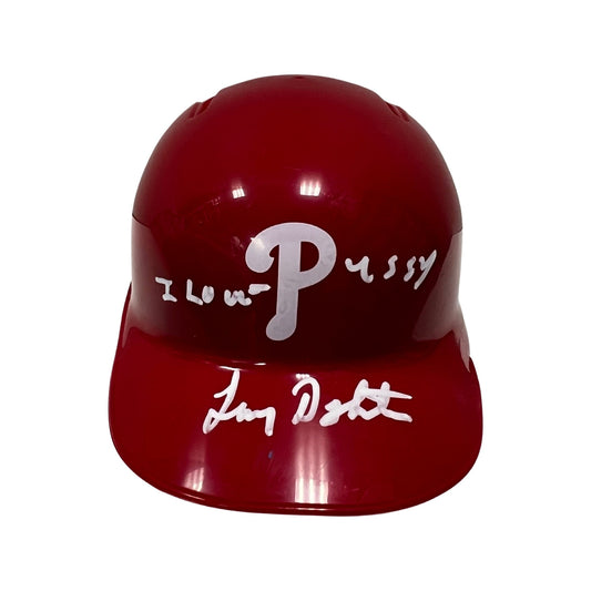 Lenny Dykstra Autographed Philadelphia Phillies Mini Helmet I Love P*ussy Inscription Steiner CX