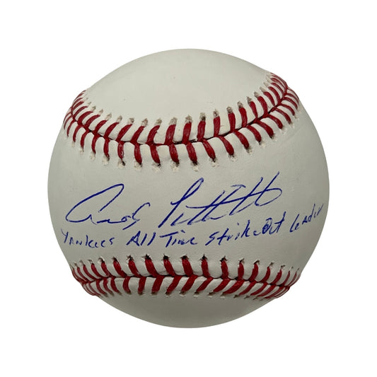 Andy Pettitte Autographed New York Yankees OMLB Yankees All Time Strikeouts Leader Inscription Fanatics