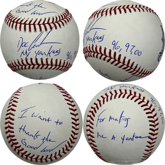 Doc Gooden Autographed New York Yankees OMLB NY Yankees 96, 97, 00, I Want to Thank the Good Lord For Making Me a Yankee Inscriptions JSA