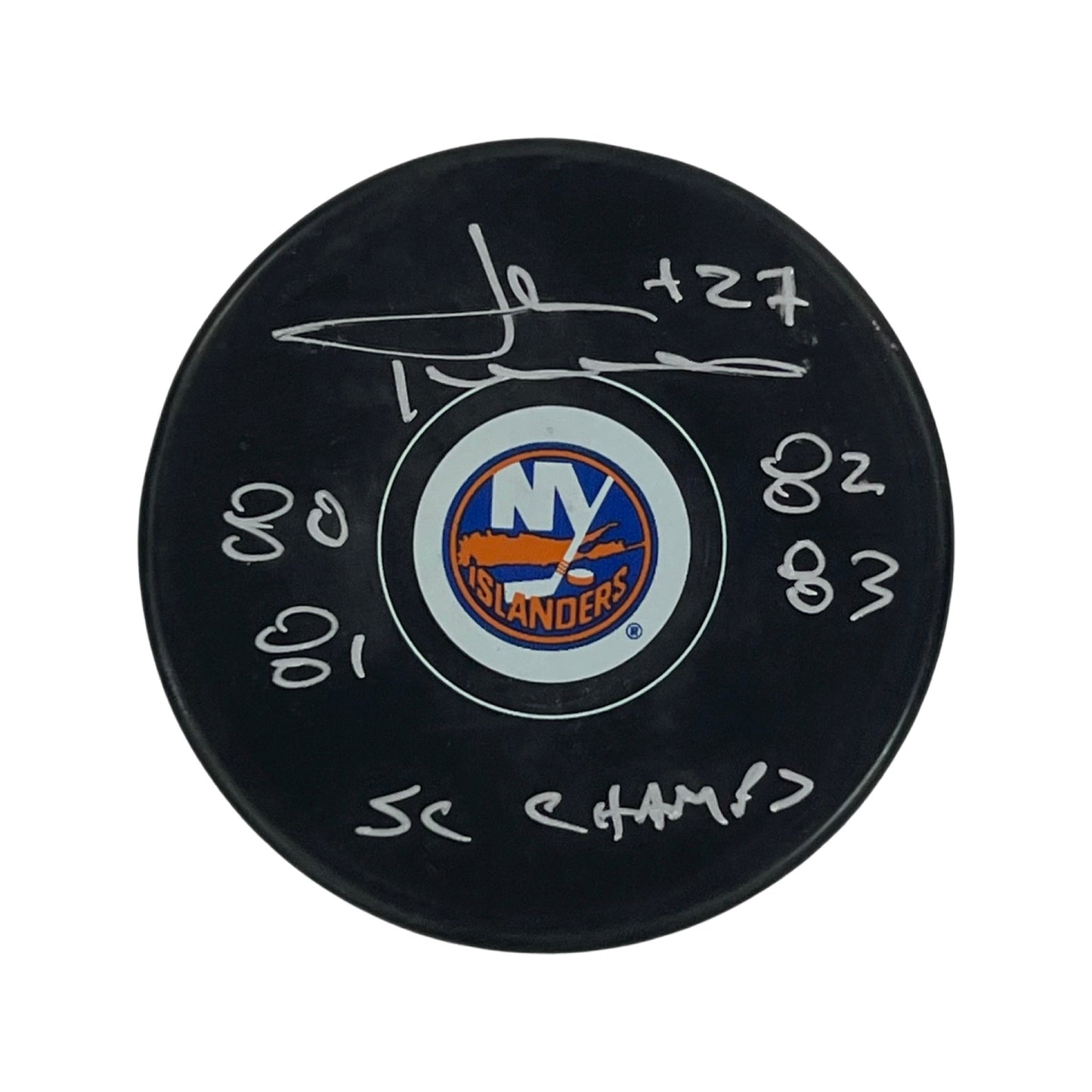 John Tonelli Autographed New York Islanders Replica Puck 80 81 82 83 SC Champs Inscription Steiner CX