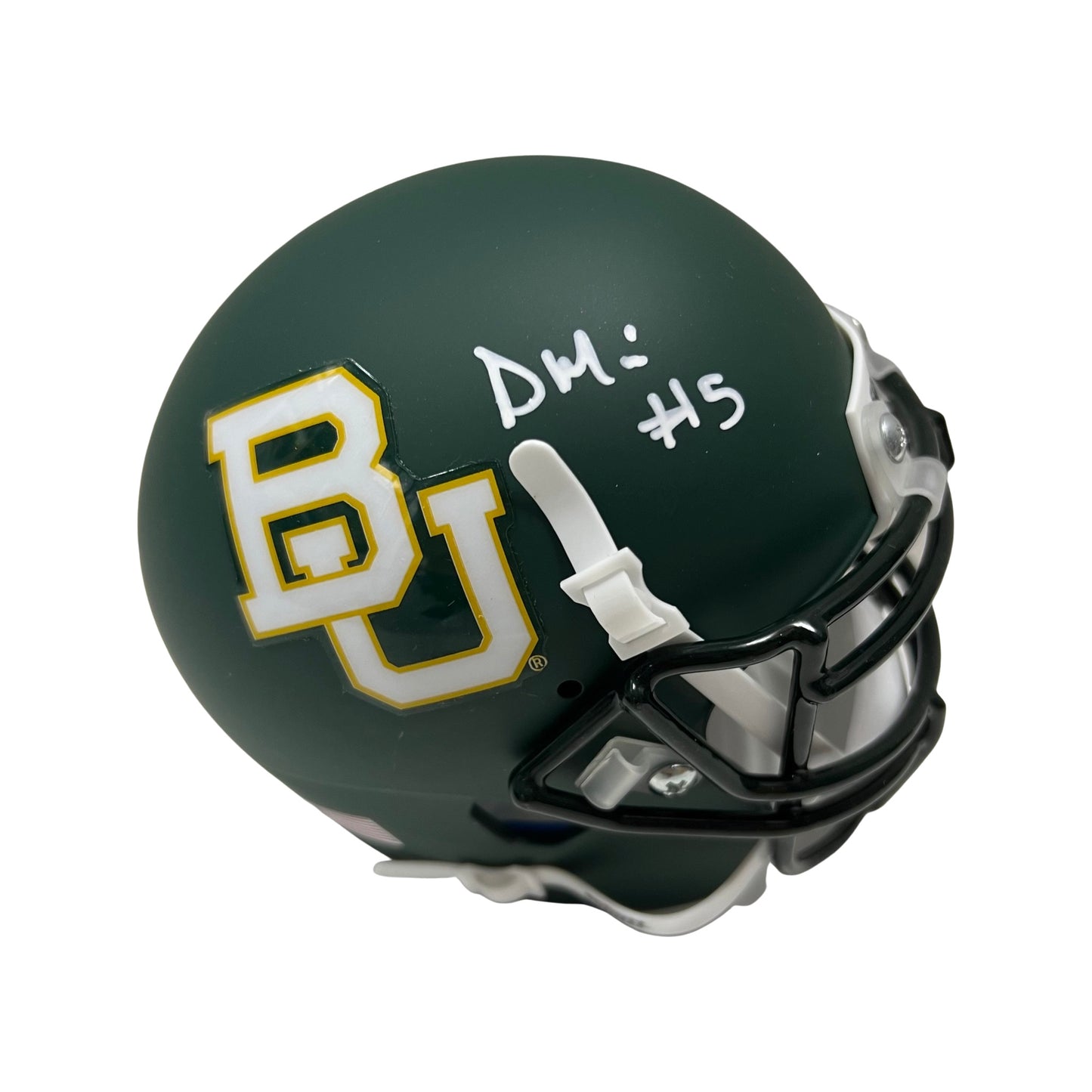 Denzel Mims Autographed Baylor Bears Green Schutt Mini Helmet JSA
