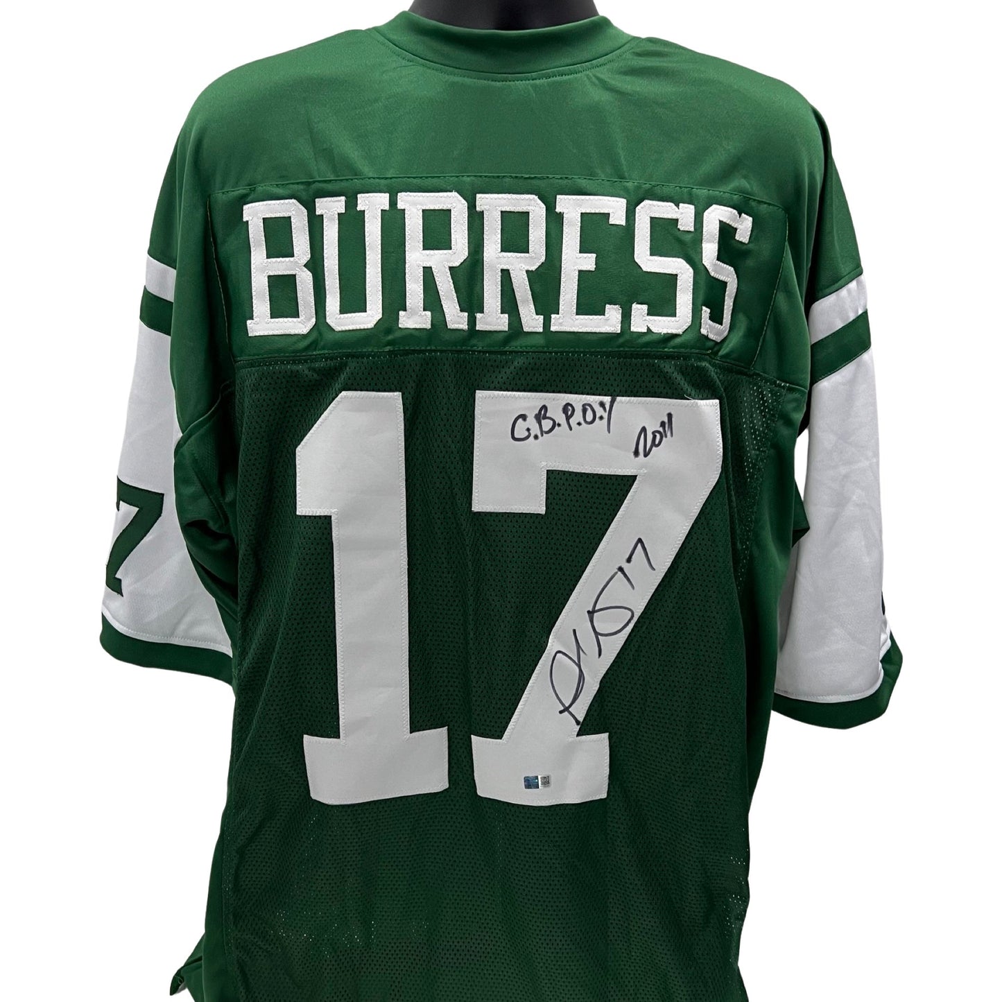 Plaxico Burress Autographed New York Jets Green Jersey CBPOY 2011 Inscription Steiner CX