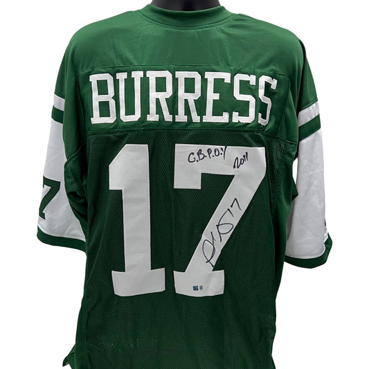 Plaxico Burress Autographed New York Jets Green Jersey CBPOY 2011 Inscription Steiner CX