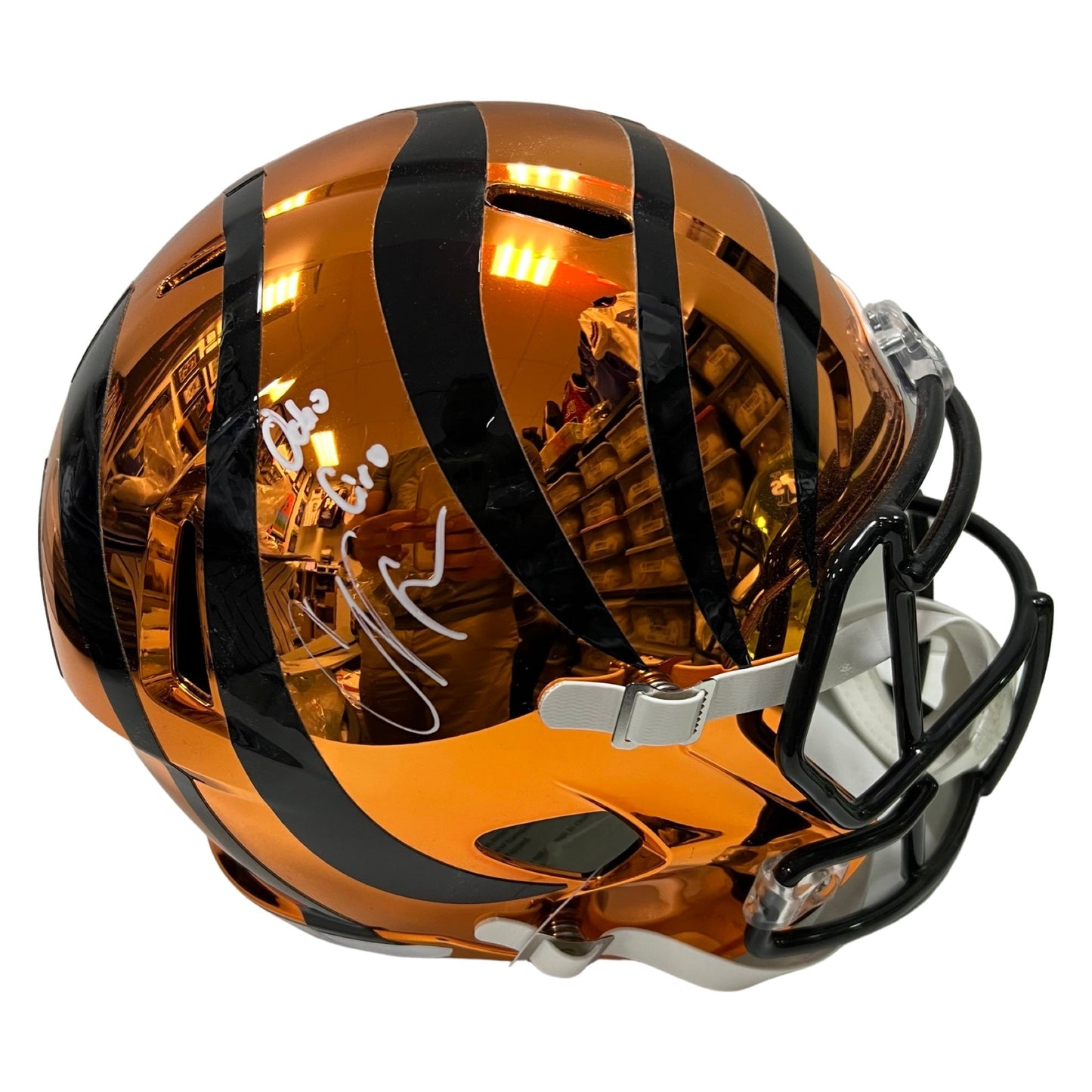 Chad Ochocinco Autographed Cincinnati Bengals Chrome Replica Helmet Ocho Cinco Inscription JSA