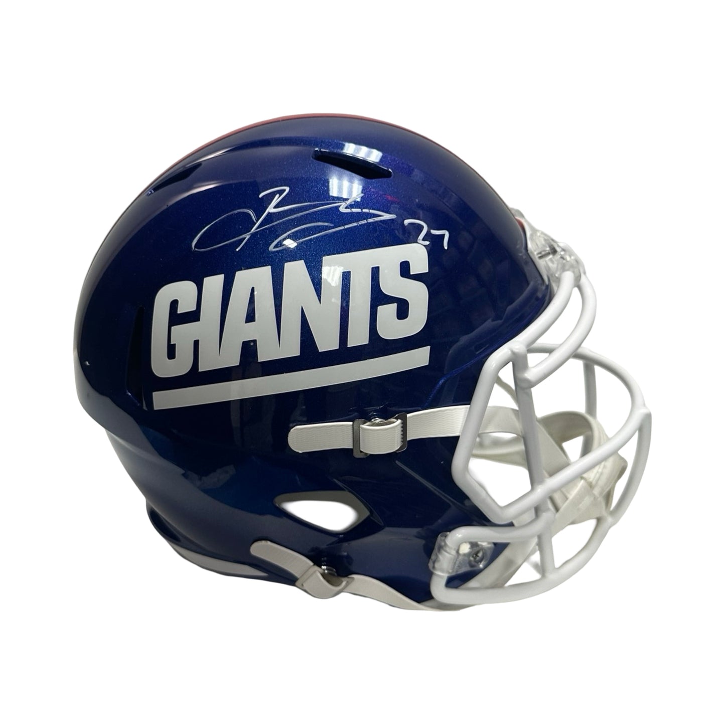 Brandon Jacobs Autographed New York Giants Speed Replica Color Rush Helmet Beckett BAS