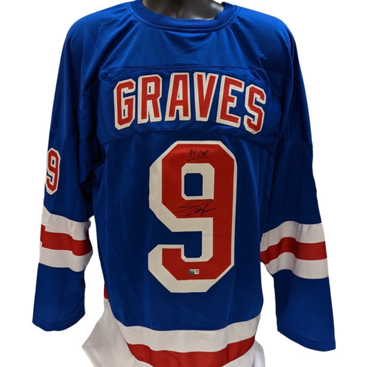 Adam Graves Autographed New York Rangers Blue Jersey “94 Cup” Inscription Steiner CX