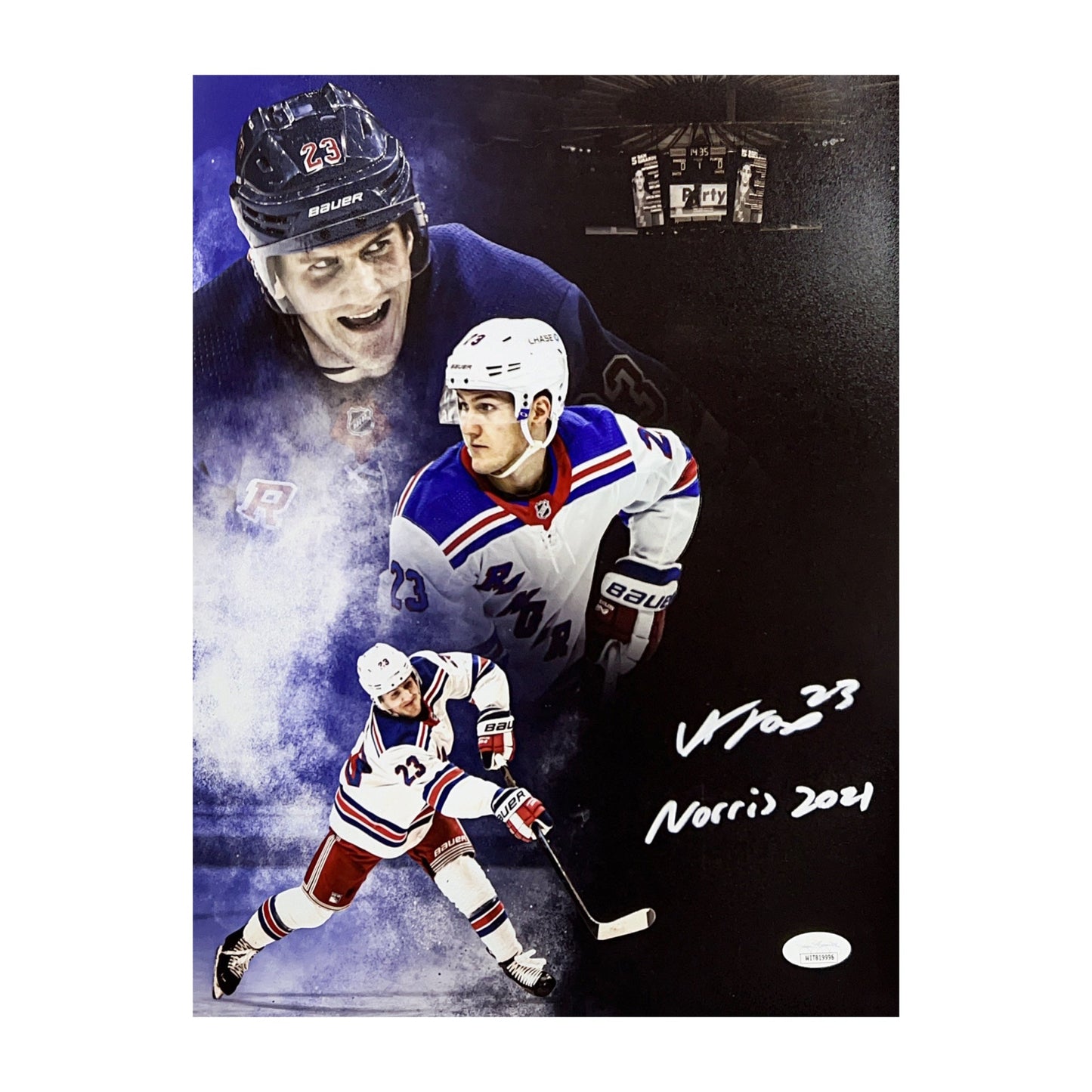 Adam Fox Autographed New York Rangers Edit 11x14 Norris 2021 Inscription JSA