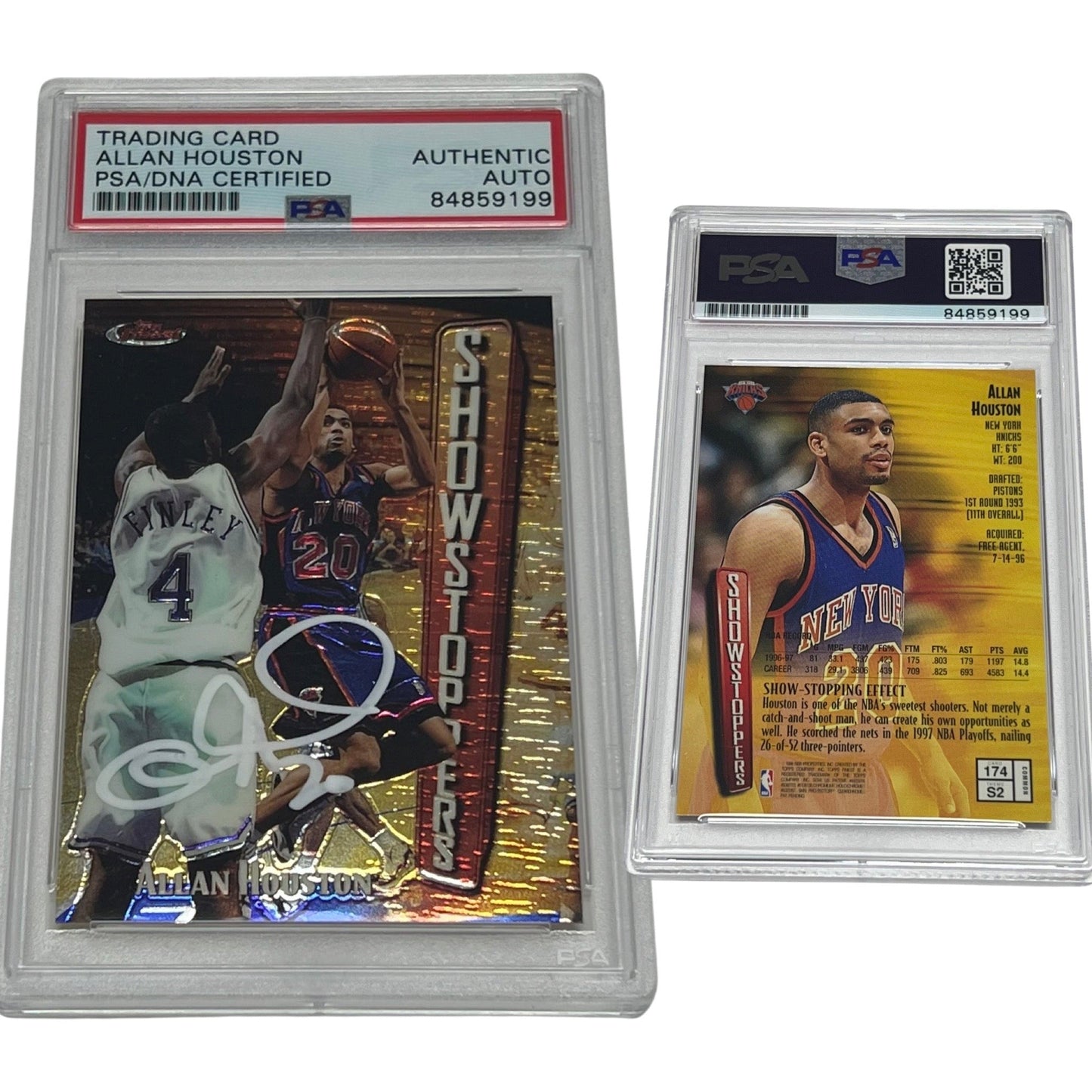 1997-98 Allan Houston Topps Finest Showstoppers #174 Autographed PSA Auto Authentic