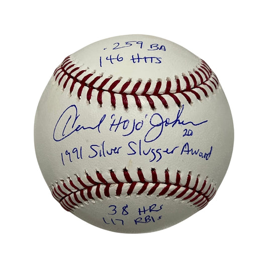 Howard Johnson Autographed New York Mets OMLB HOJO, 1991 Silver Slugger Award, .259 BA, 146 Hits, 38 HRs, 117 RBIs Inscriptions JSA