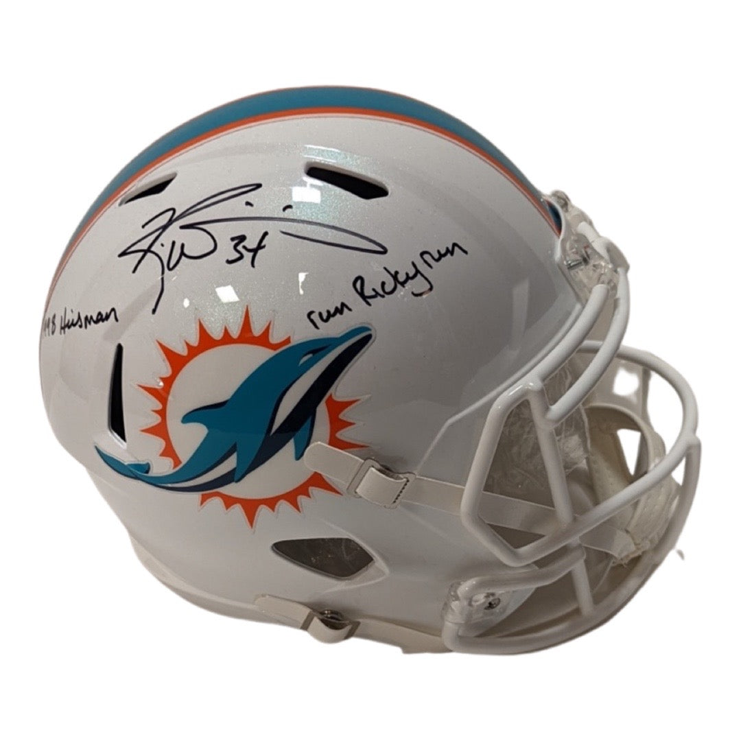 Ricky Williams Autographed Miami Dolphins Speed Replica Helmet “1998 Heisman, Run Ricky Run” Inscriptions JSA