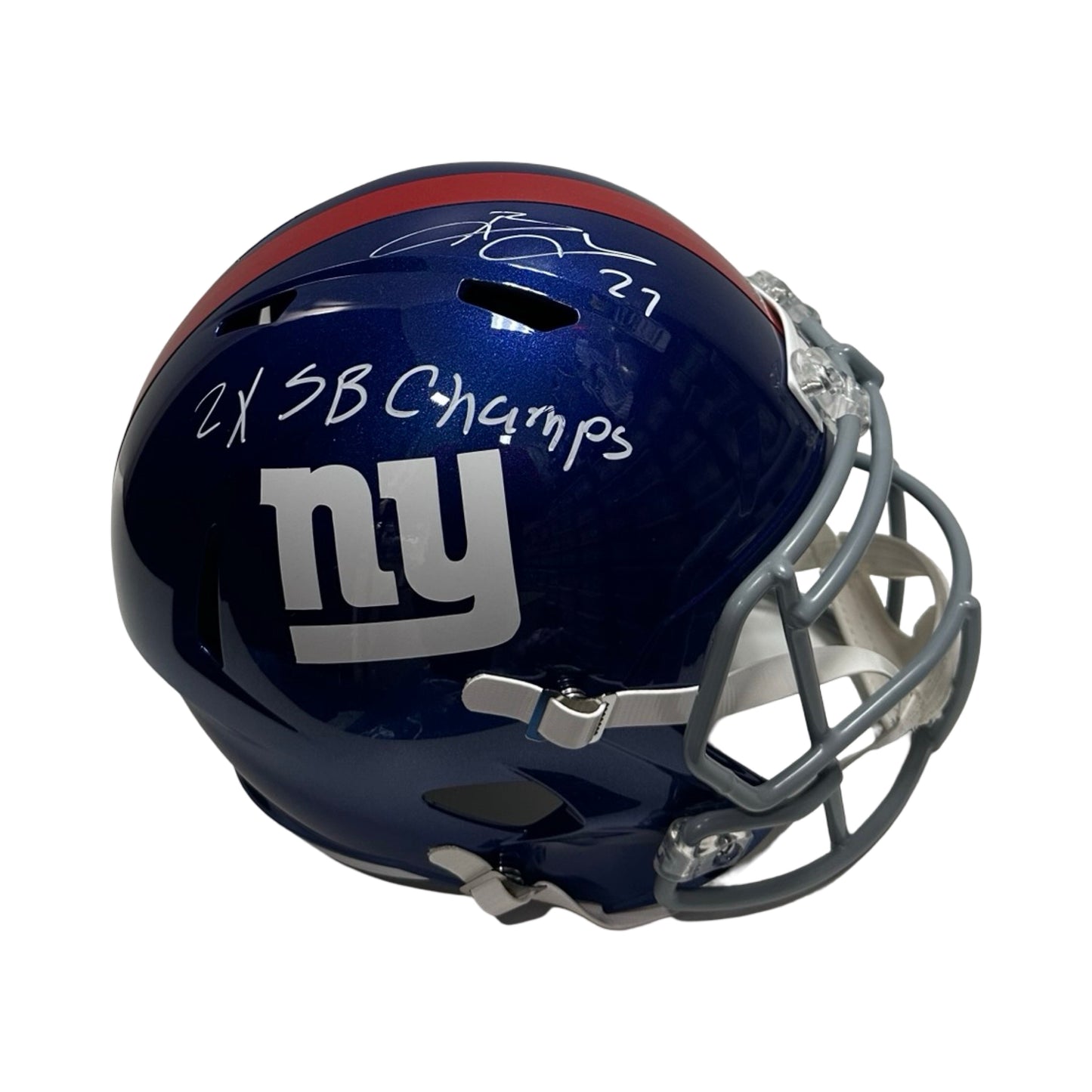 Brandon Jacobs Autographed New York Giants Speed Replica Inscribed Helmet Beckett BAS
