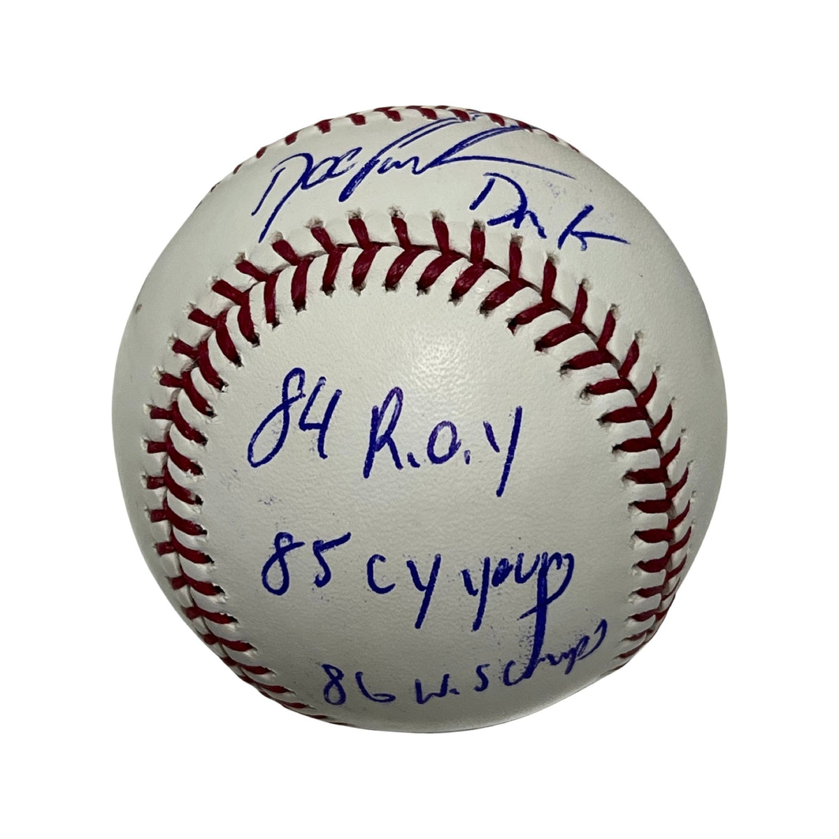 Doc Gooden Autographed New York Mets OMLB Dr K, 84 ROY, 85 Cy Young, 86 WS Champs Inscriptions JSA