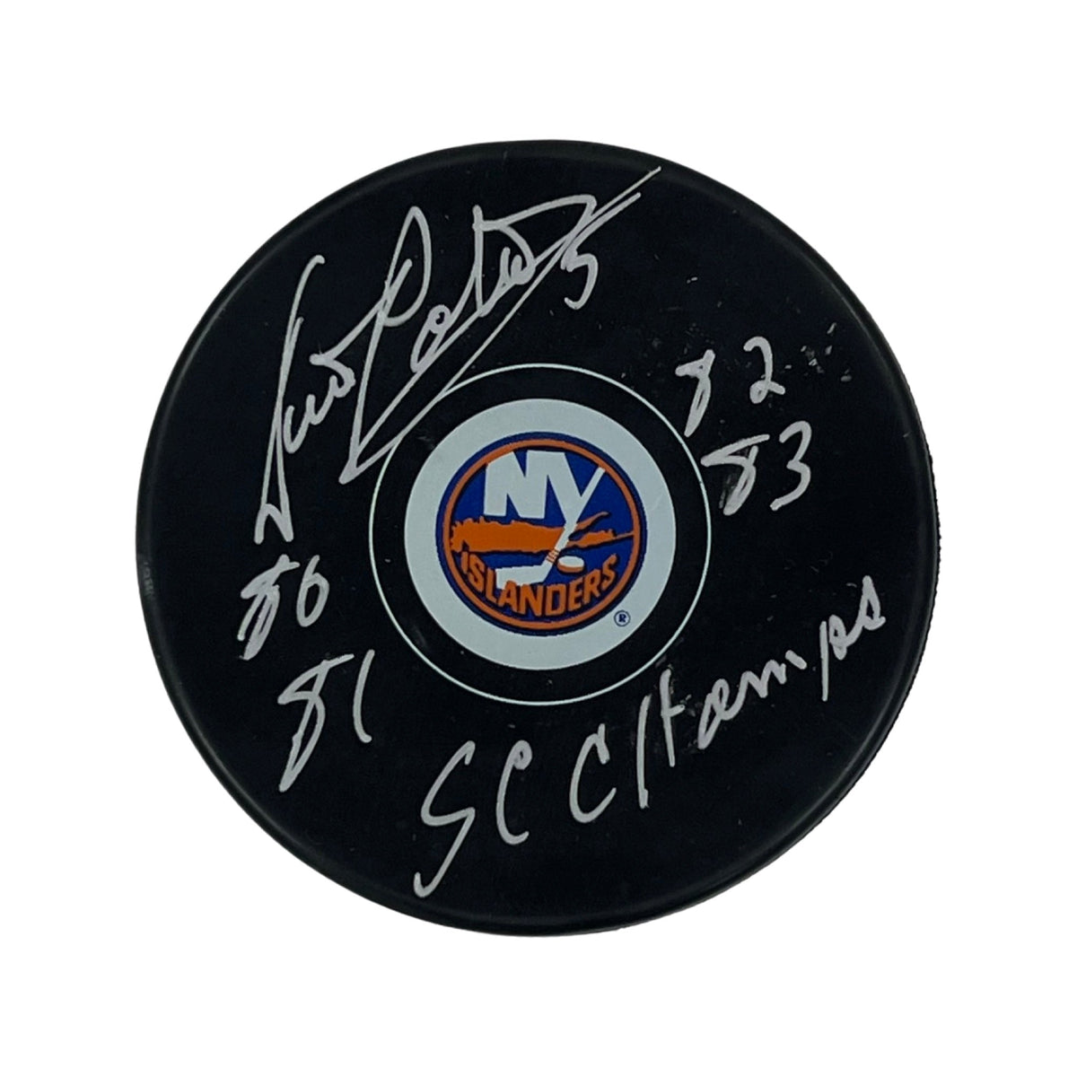 Denis Potvin Autographed New York Islanders Replica Puck 80 81 82 83 SC Champs Inscription Steiner CX