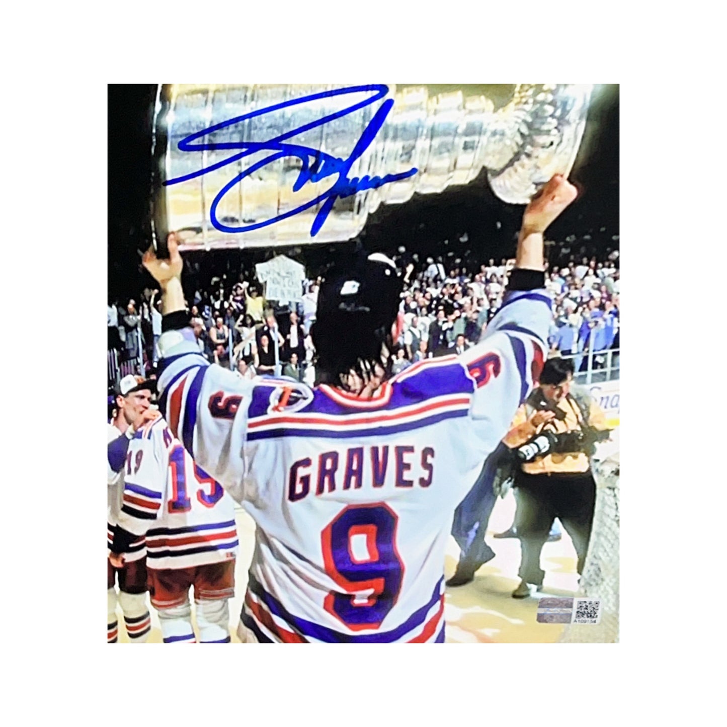 Adam Graves Autographed New York Rangers Cup 8x10 Steiner CX
