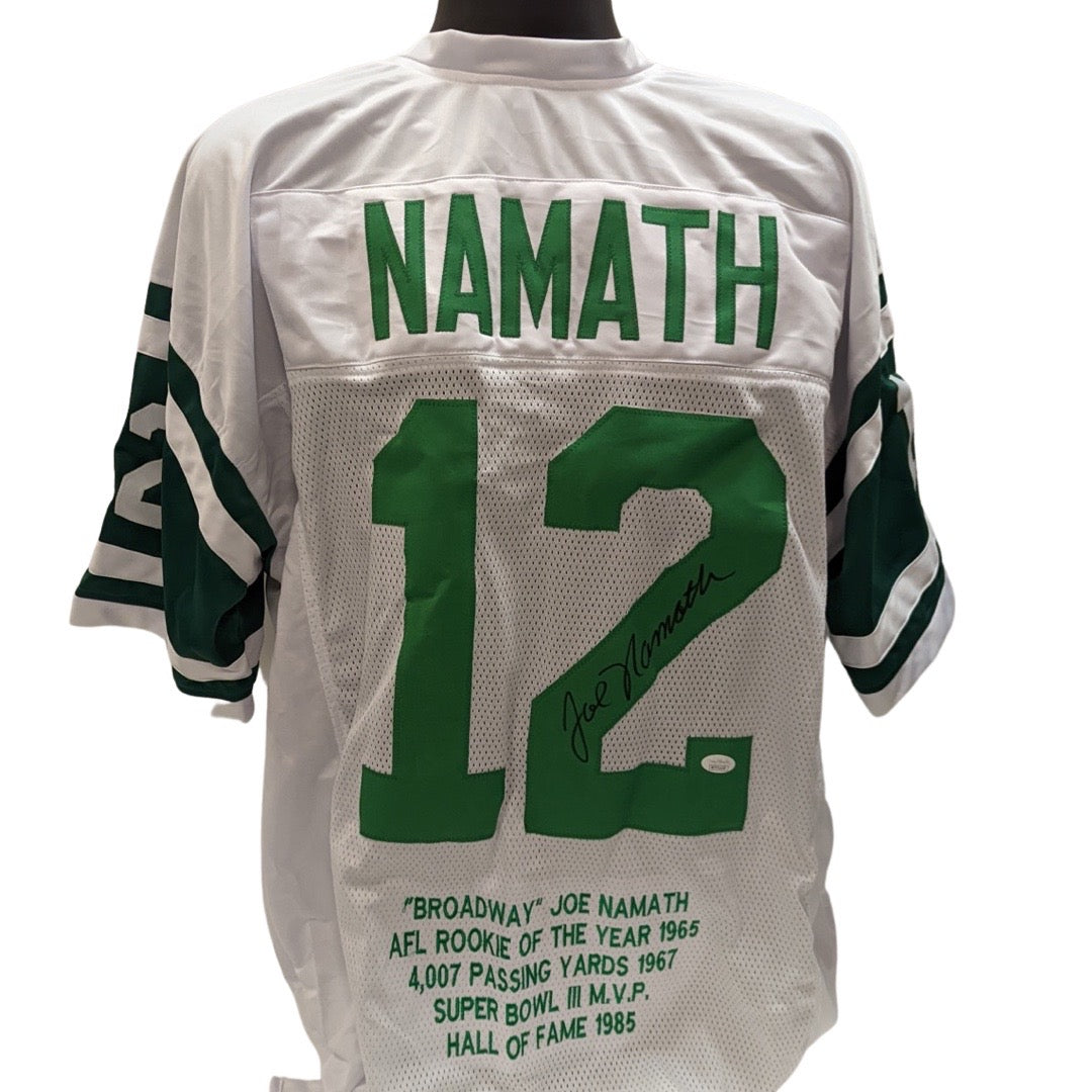 Joe Namath Autographed New York Jets White Stat Jersey JSA