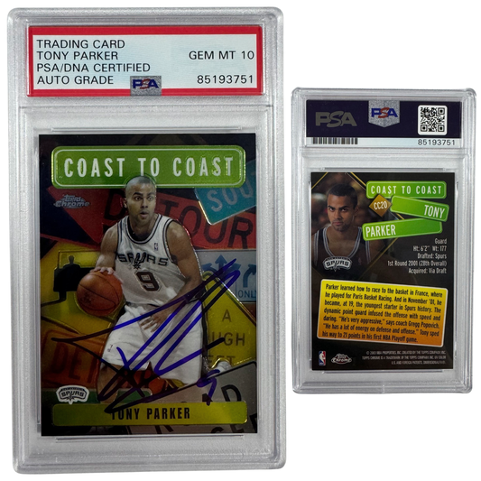 2002-03 Tony Parker Autographed Topps Chrome Coast to Coast #CC20 Autographed PSA Auto GEM MT 10