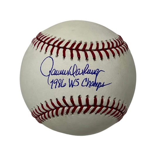 Ron Darling Autographed New York Mets OMLB 1986 WS Champs Inscription JSA