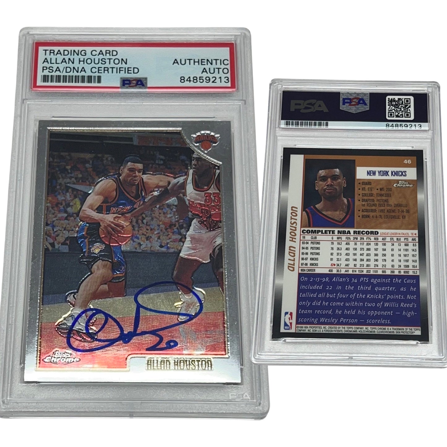 1998-99 Allan Houston Topps Chrome #46 Autographed PSA Auto Authentic