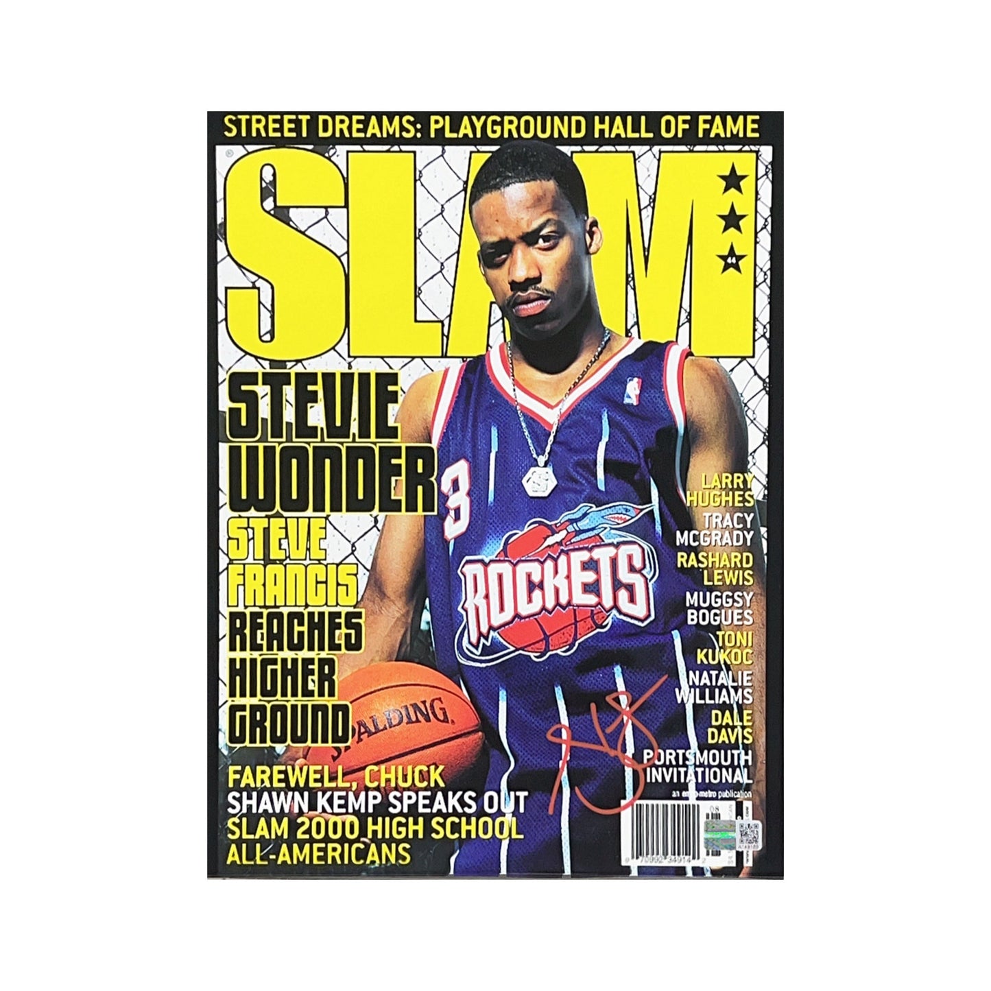 Steve Francis Autographed Houston Rockets SLAM Magazine 8x10 Steiner CX - Unframed