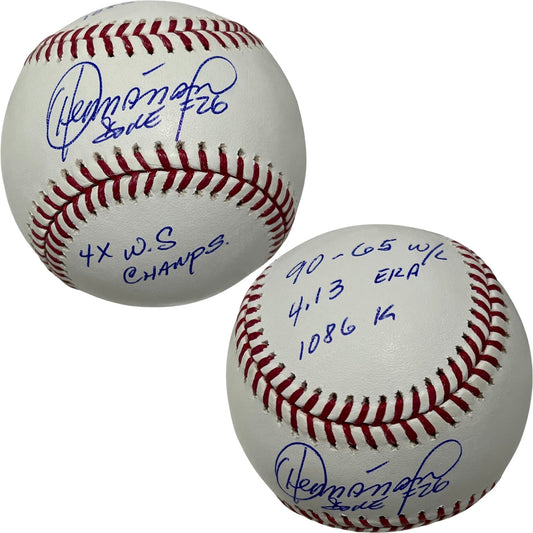 Orlando El Duque Hernandez Autographed OMLB 4x WS Champs, 90-65 W/L, 4.13 ERA, 1086 K Inscriptions Steiner CX