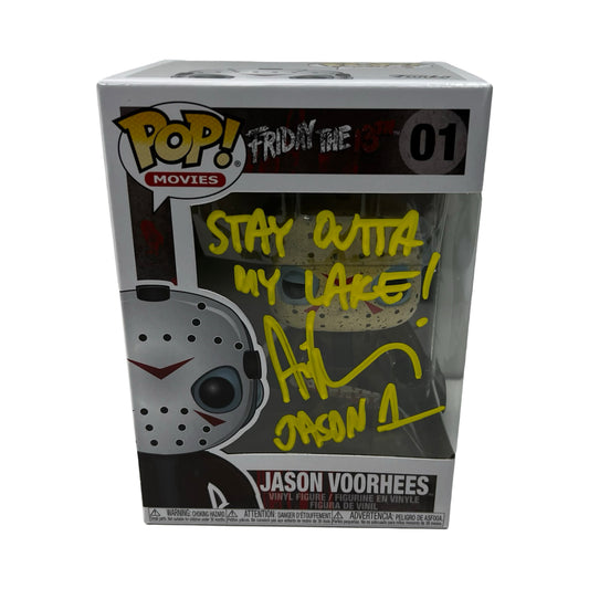 Ari Lehman Autographed Jason Voorhees Friday the 13th Funko Pop #01 "Stay Outta My Lake" Inscription Yellow Ink Beckett