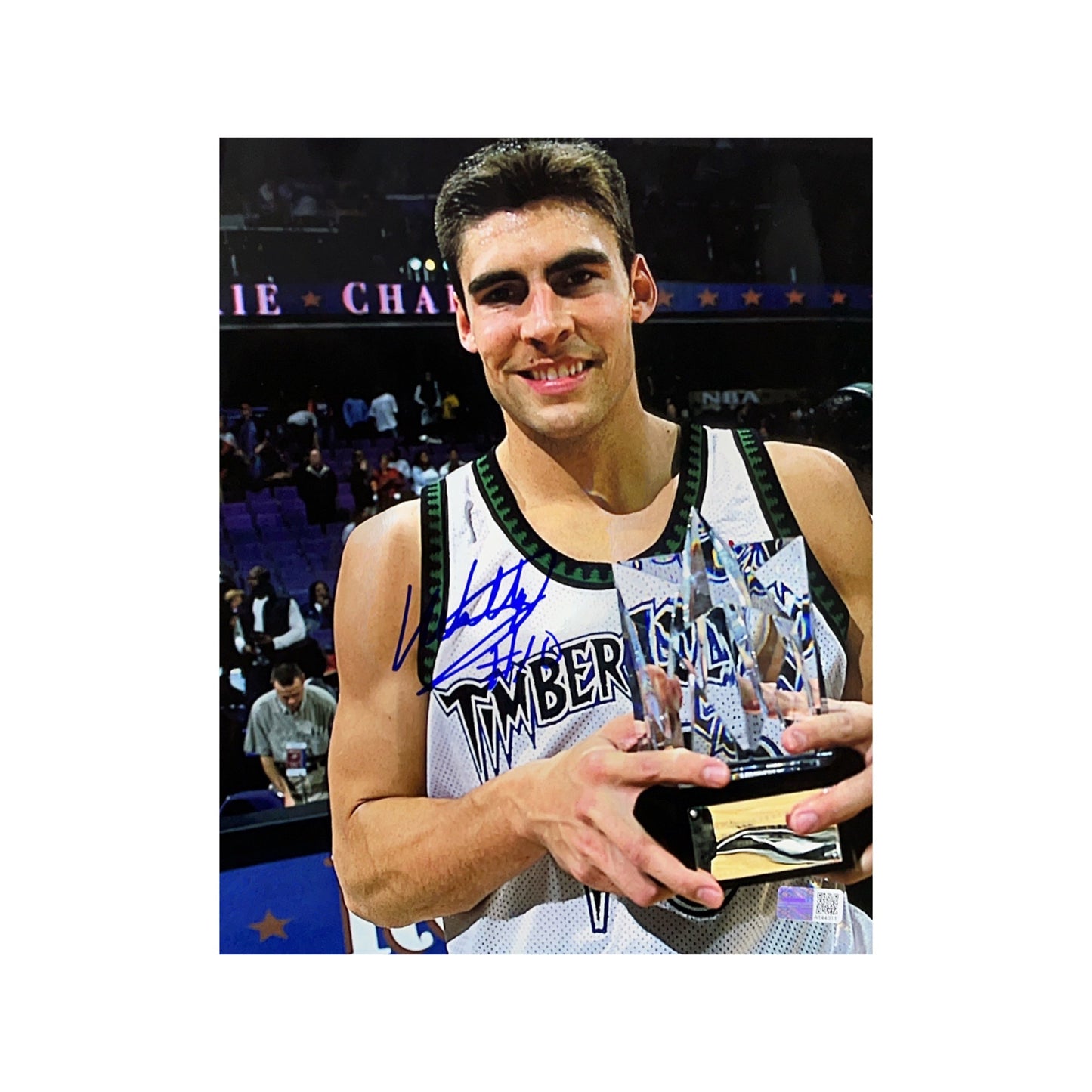 Wally Szczerbiak Autographed Minnesota Timberwolves Trophy 8x10 Steiner CX