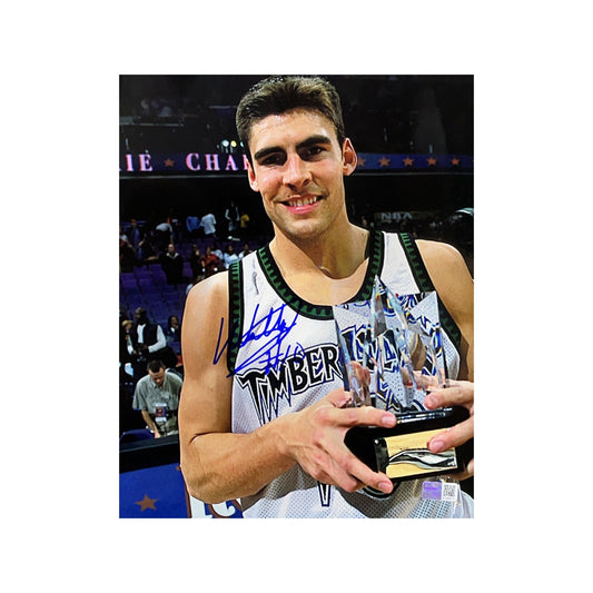 Wally Szczerbiak Autographed Minnesota Timberwolves Trophy 8x10 Steiner CX