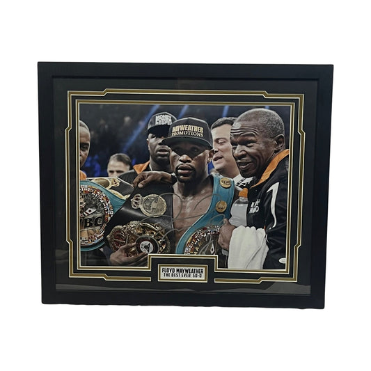 Floyd Mayweather Autographed Framed 16x20 Belts The Best Ever 50-0 JSA