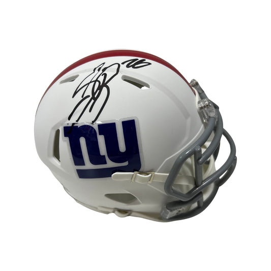 Saquon Barkley Autographed New York Giants Flat White Mini Helmet Beckett