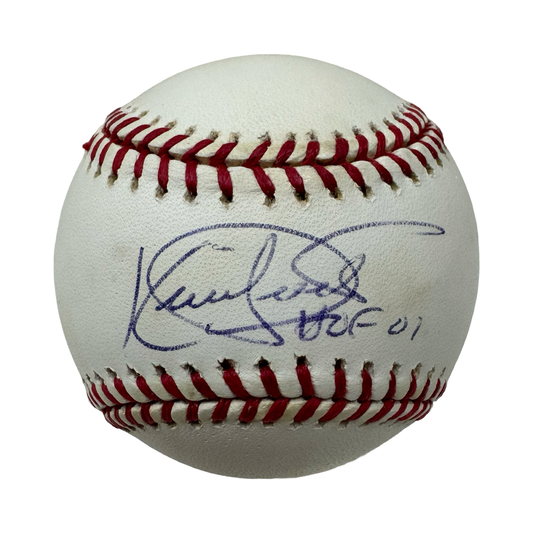 Kirby Puckett Autographed Minnesota Twins Official American League Baseball “HOF 01” Inscription JSA