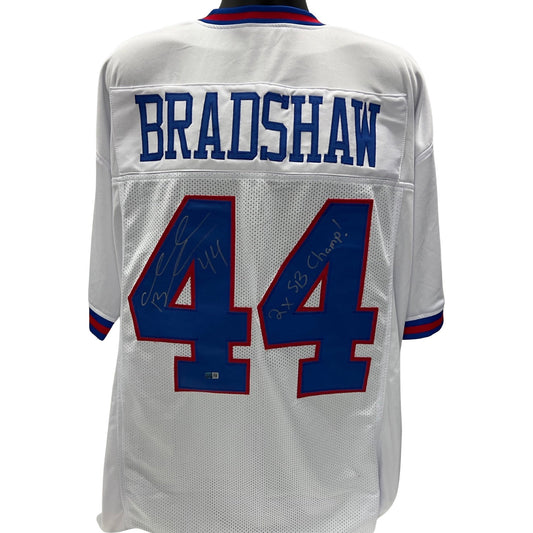 Ahmad Bradshaw Autographed New York Giants White Color Rush Jersey "2X SB Champ!" Inscription Steiner CX