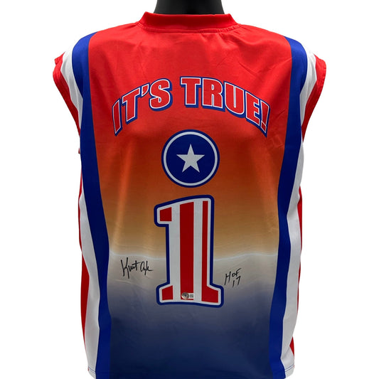 Kurt Angle Autographed Wrestling Attire Jersey HOF 2017 Inscription Beckett