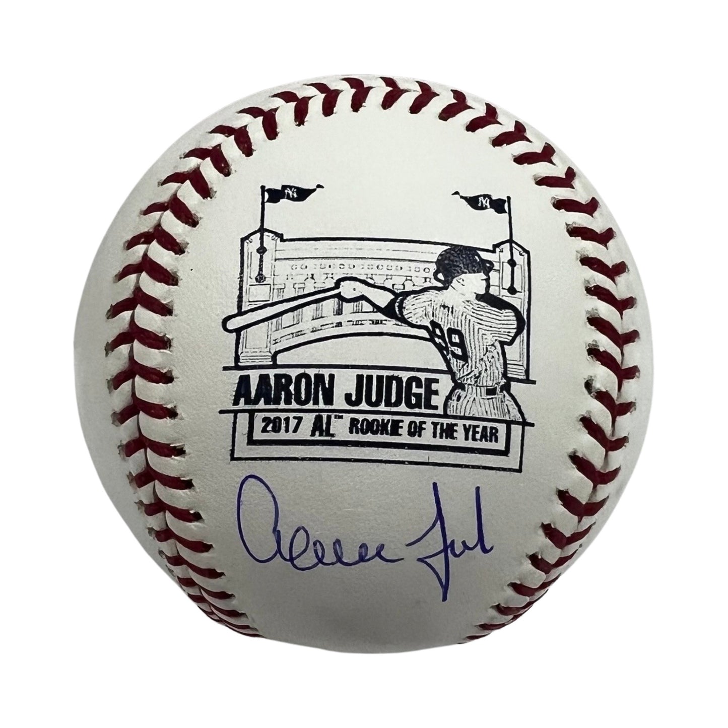 Aaron Judge Autographed New York Yankees 2017 Rookie of the Year Logo Baseball MLB & Fanatics