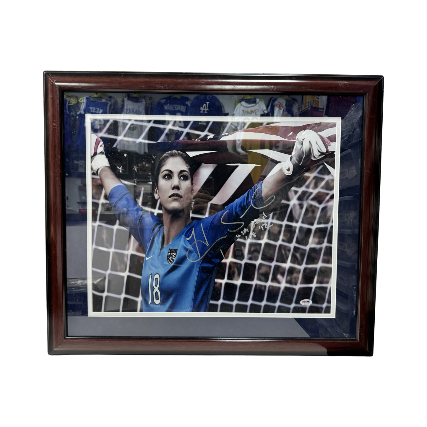 Hope Solo Autographed USA Soccer Framed 16x20 “USA Gold ‘08, ‘12” Inscription PSA