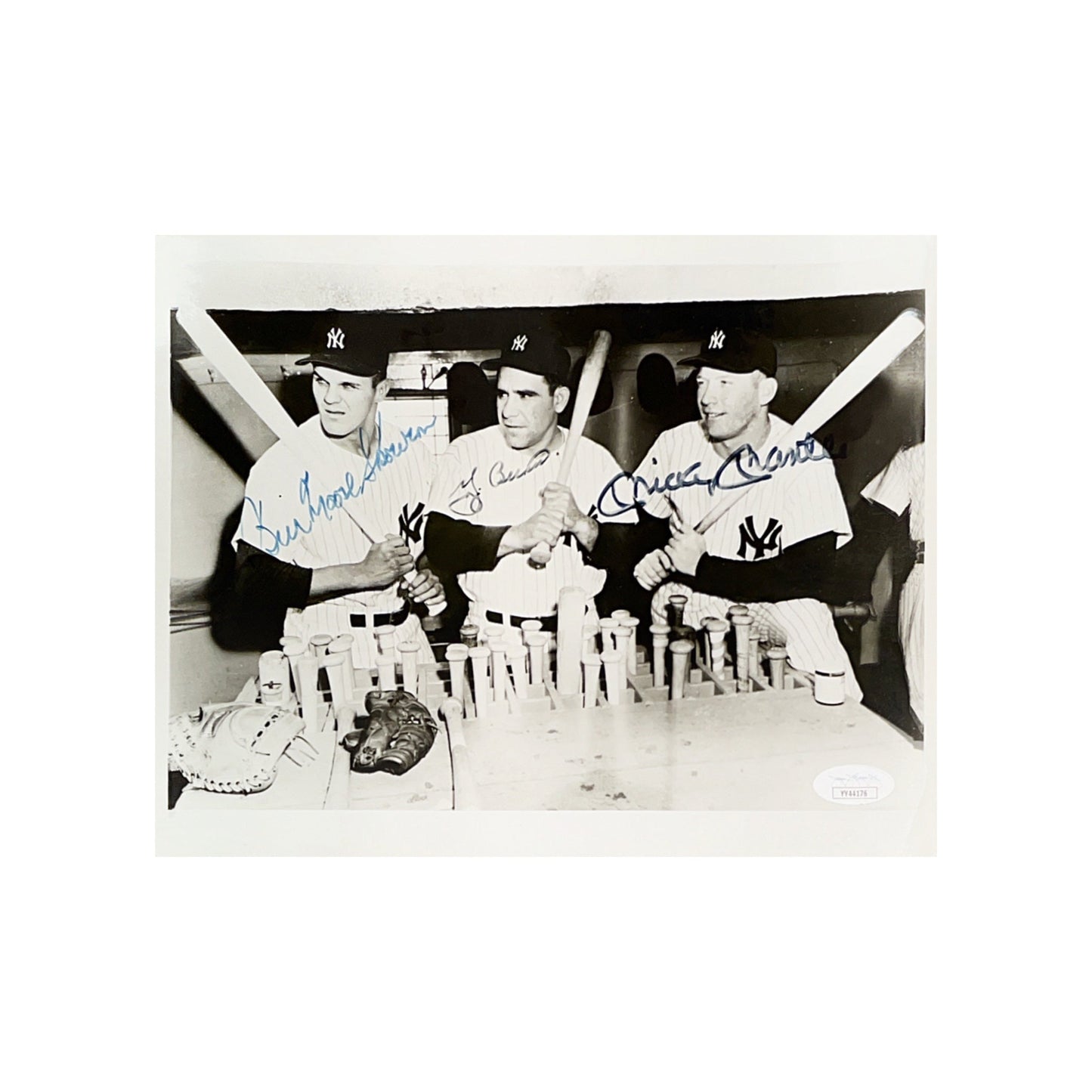 Mickey Mantle, Yogi Berra & Moose Skowron Autographed New York Yankees 8x10 JSA