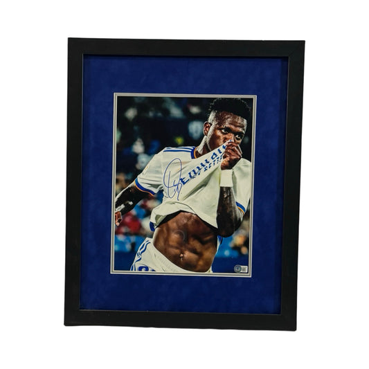 Vinicius Jr. Autographed 11x14 White Jersey Beckett - Framed
