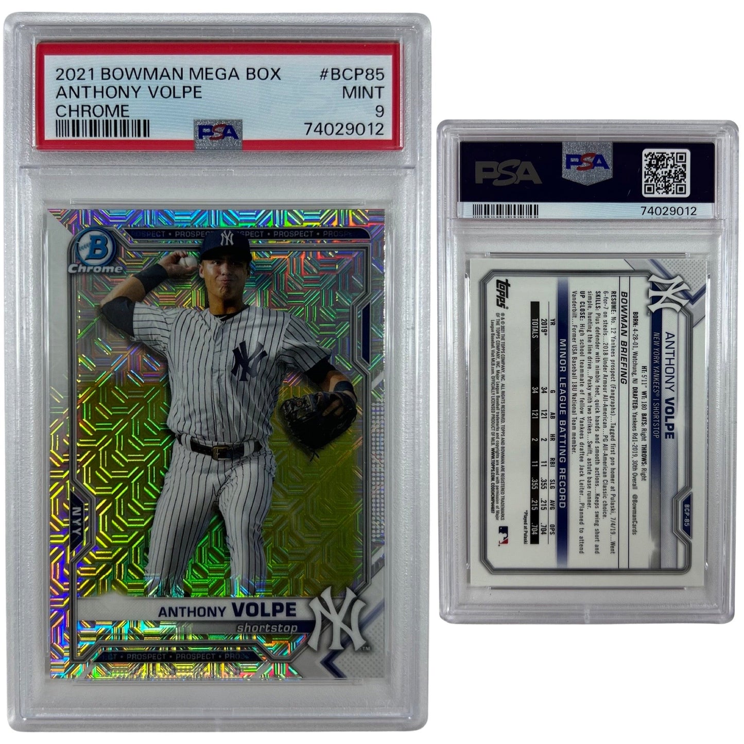 2021 Anthony Volpe Boman Mega Box Chrome #BCP85 PSA MINT 9