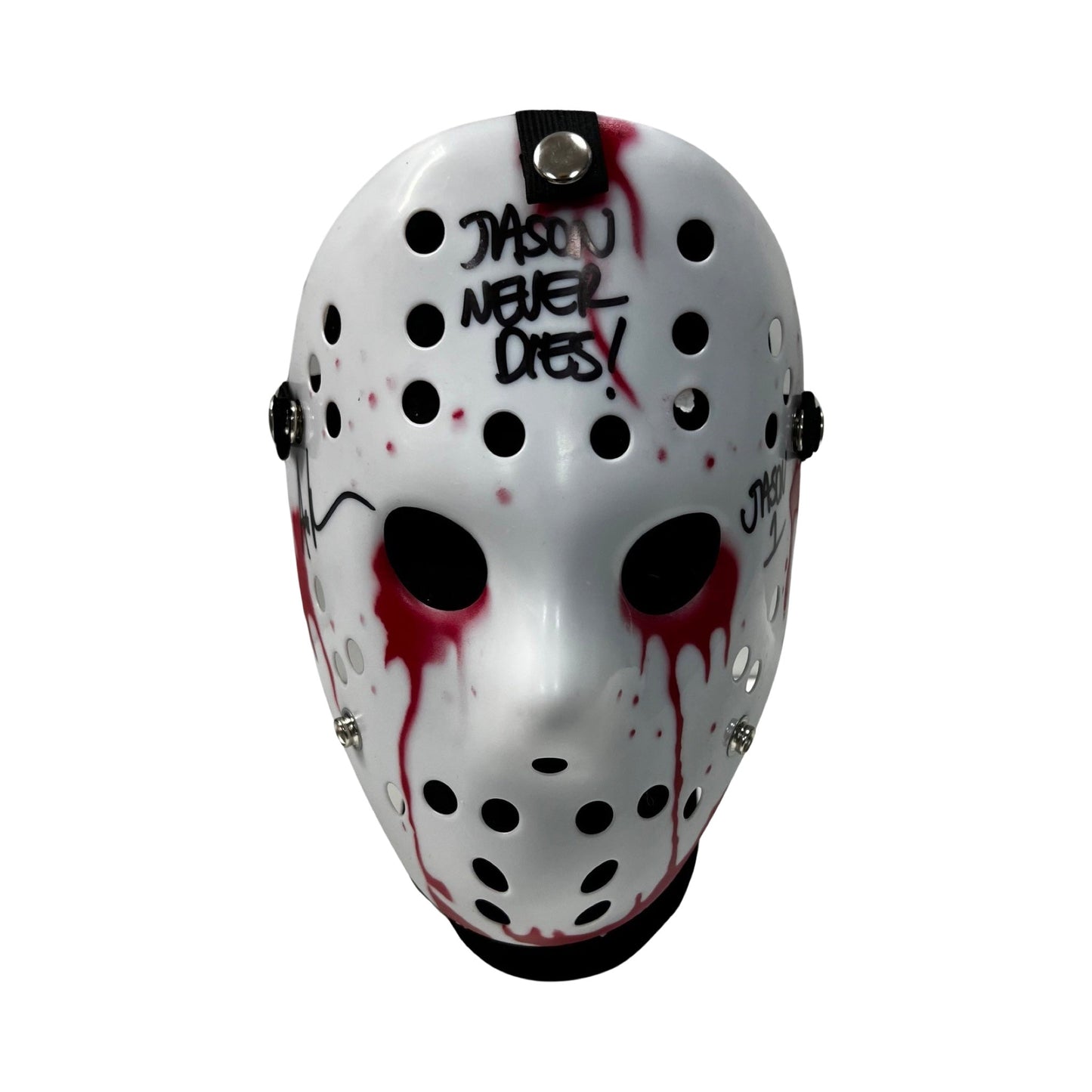 Ari Lehman Autographed Jason Voorhees Friday the 13th White Bloody Mask Jason Never Dies!, Jason 1 Inscriptions Steiner CX