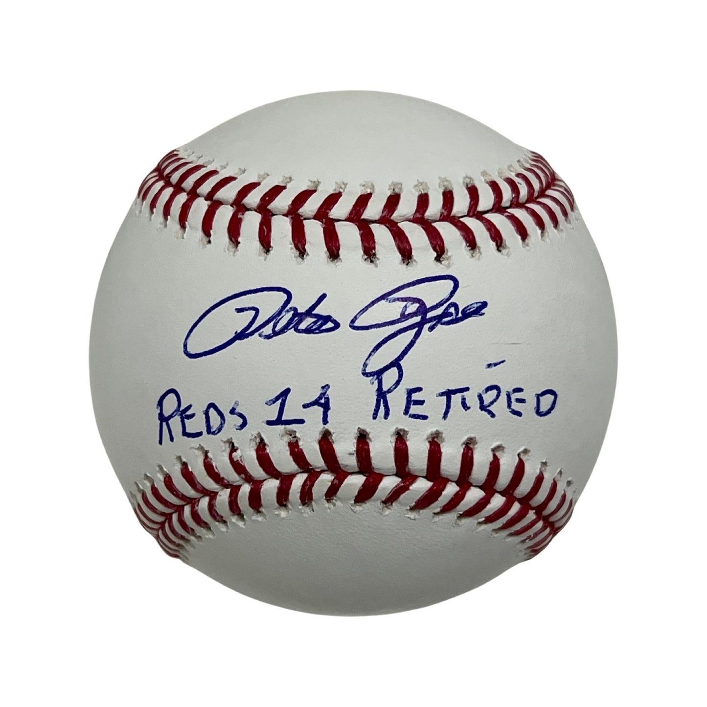 Pete Rose Autographed Cincinnati Reds OMLB Reds 14 Retired Inscription Steiner CX