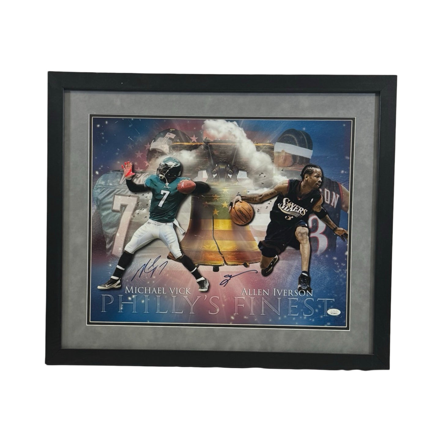 Allen Iverson & Michael Vick Autographed 16x20 JSA - Framed