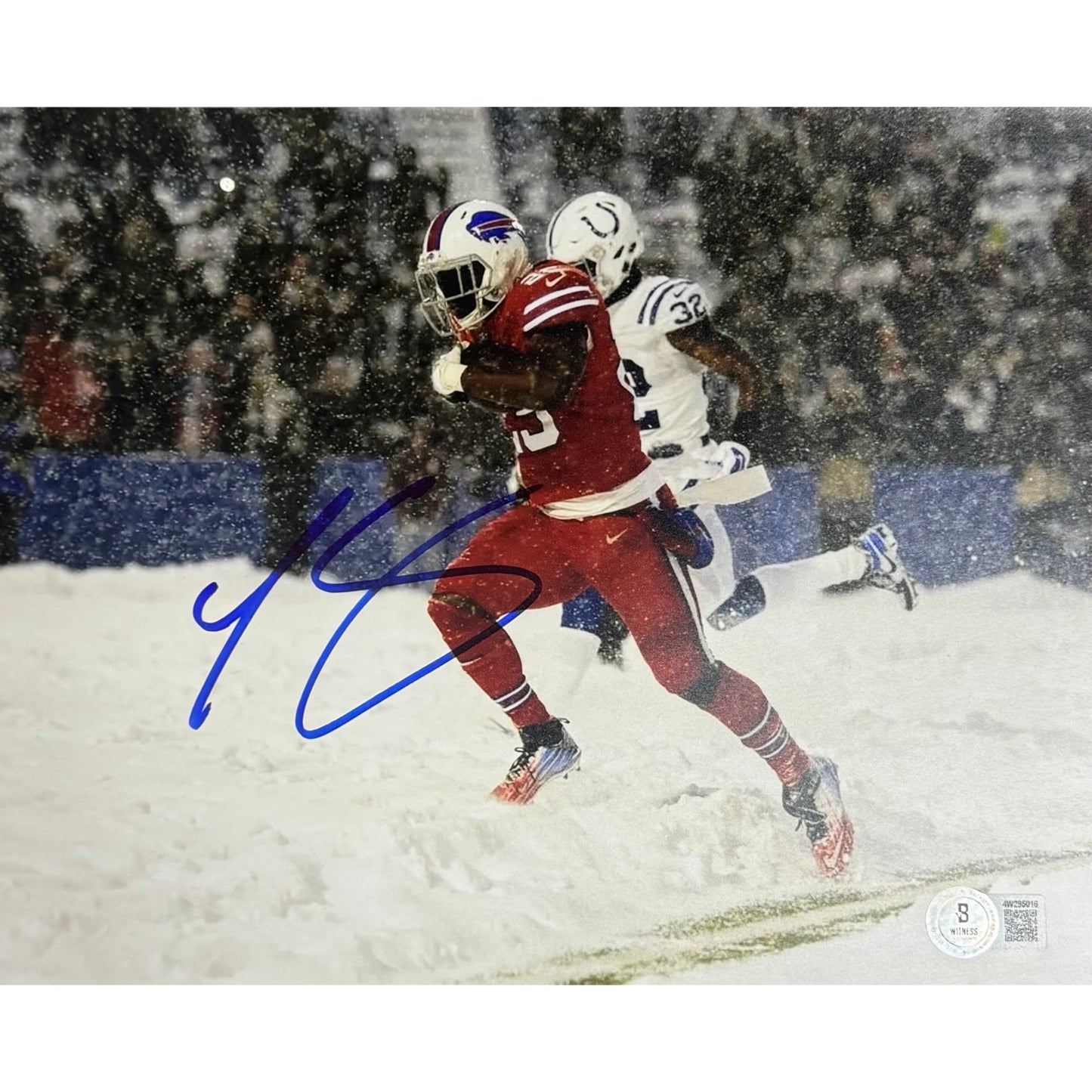Lesean McCoy Autographed Buffalo Bills Red Jersey Snow Game 8x10 Beckett BAS