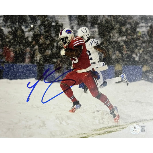 Lesean McCoy Autographed Buffalo Bills Red Jersey Snow Game 8x10 Beckett BAS