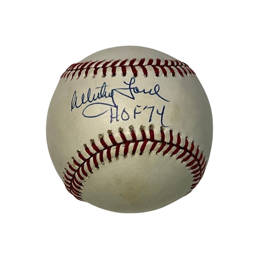 Whitey Ford Autographed New York Yankees Official American League Baseball HOF 74 Inscription JSA