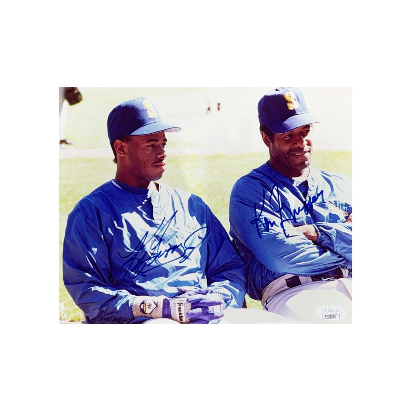 Ken Griffey Jr & Ken Griffey Sr Autographed Seattle Mariners Bench 8x10 JSA