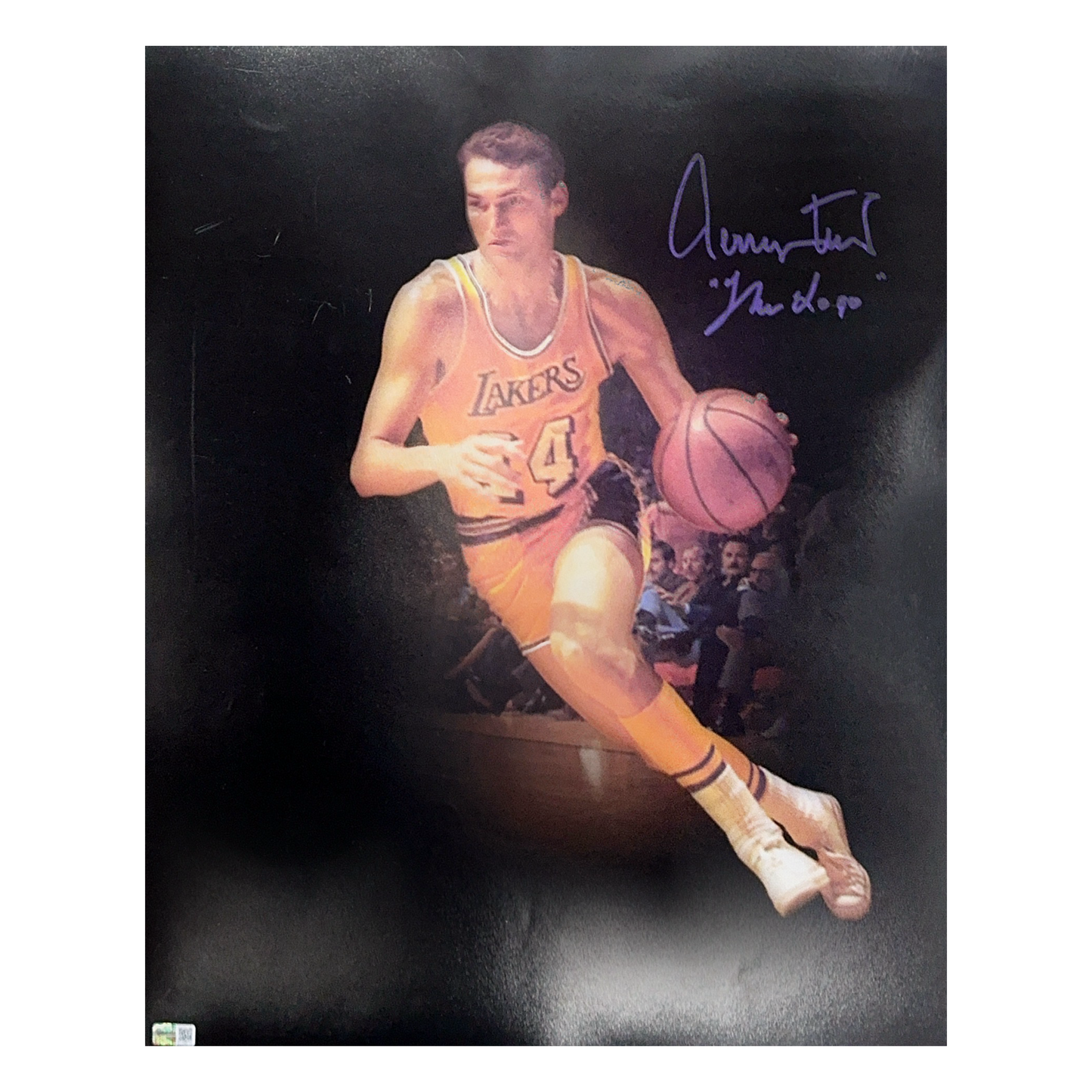 Jerry West Autographed Los Angeles Lakers Blackout Edit 16x20 “The Logo” Inscription Steiner CX