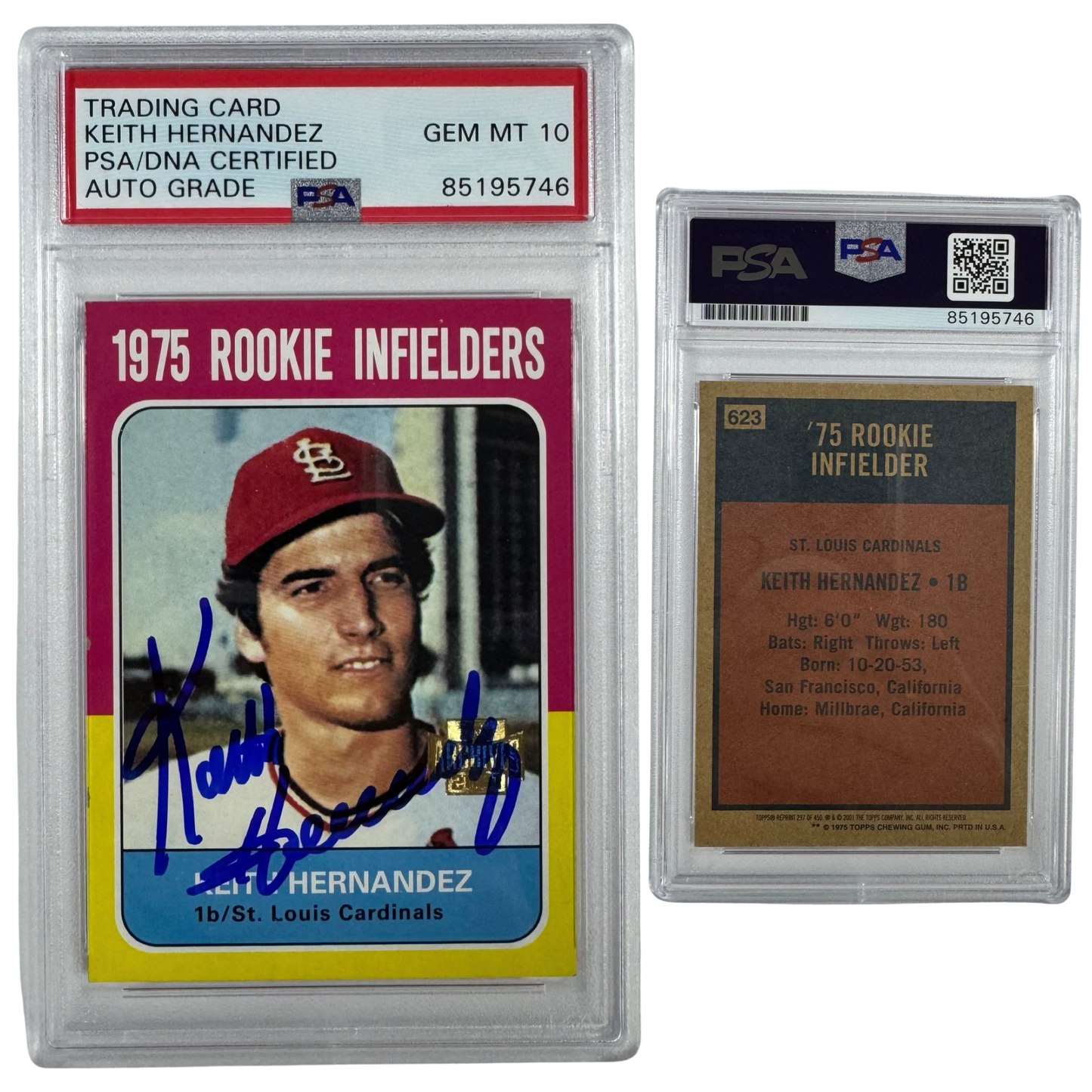 2001 Keith Hernandez Autographed Topps Archives 1975 Rookie Infielders #623 PSA Auto GEM MT 10